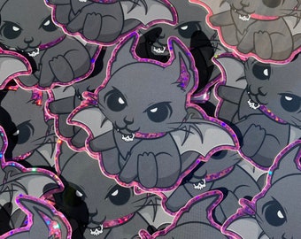 Goth Kitty Holographic Sticker