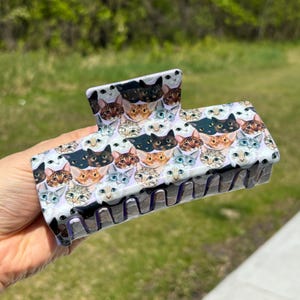 Large Cat Hair Claw Clip High Quality Cute Printed Acetate Big Cat Heads