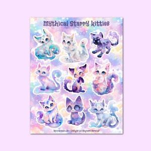 Foglio di adesivi opachi dei mitici gattini stellati