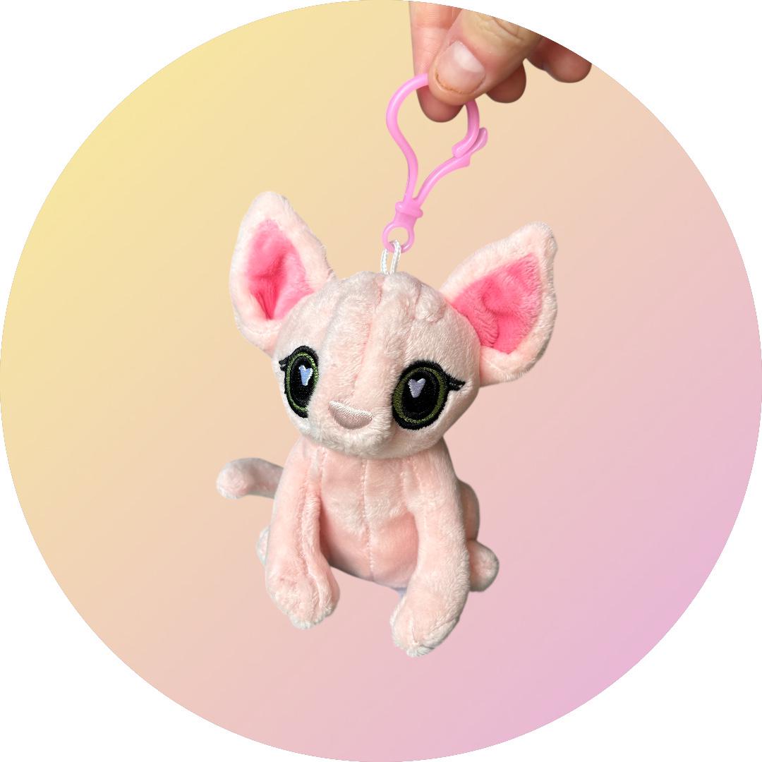Sphynx Kawaii Plush Mini Keychain 4.5 Inches Hairless Sphinx Cat