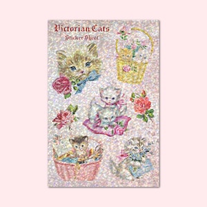 Feuille d'autocollants holographiques pour chats victoriens