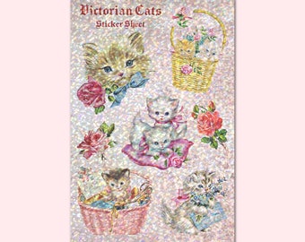 Victorian Cats Holographic Sticker Sheet