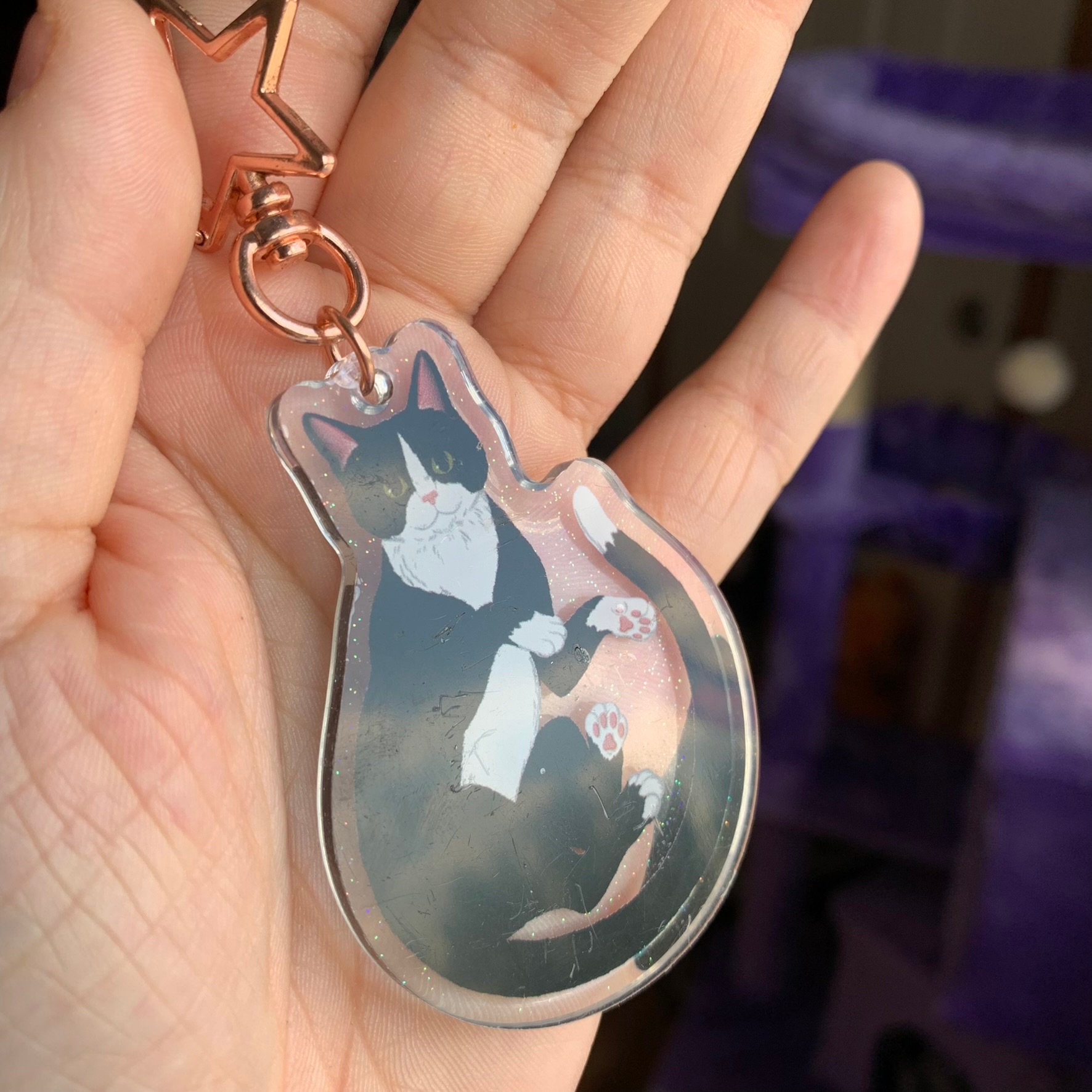 Subject - Keychain kucing hitam berkilau