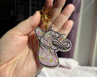 スフィンクスの舌猫レジン桜グリッターレジンキーホルダー - Etsy 日本