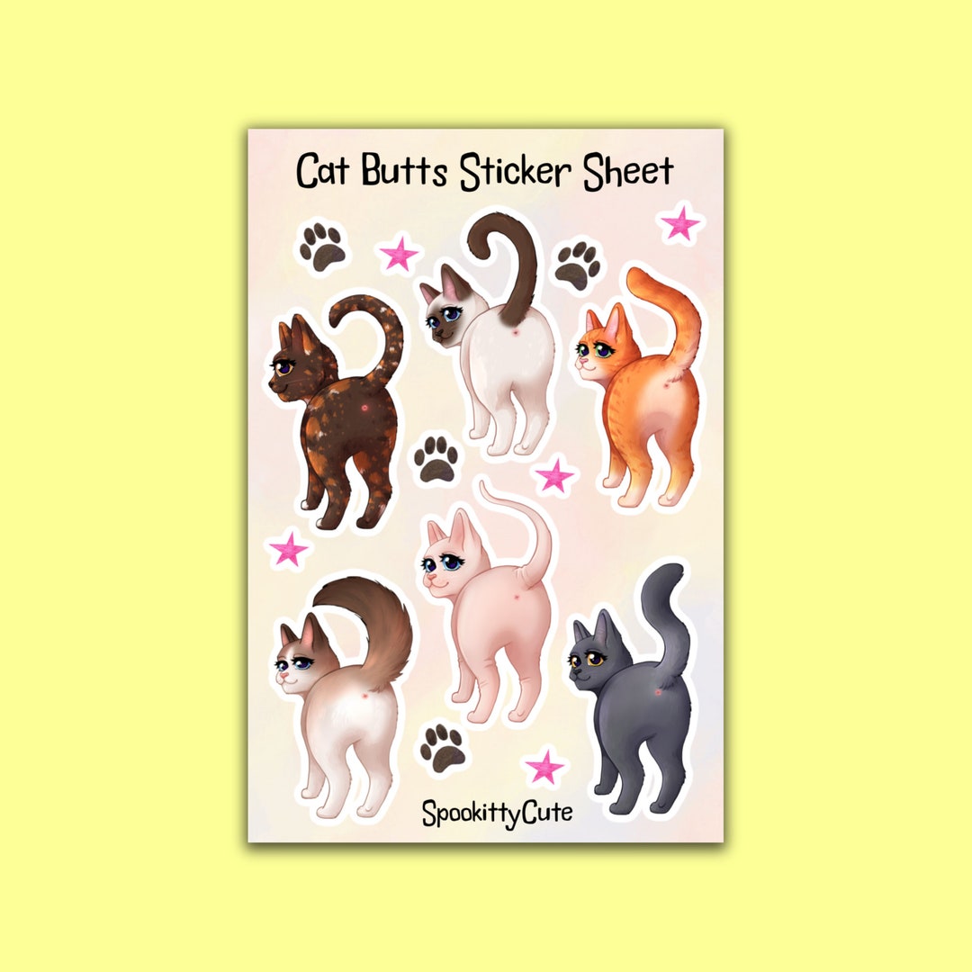 Cat But Sticker Cat Butts Cute Sticker Sheet - Etsy