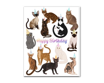 Cats Birthday Card BLANK