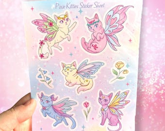 Fairy Kitties Pastel Cats Sticker Sheet Magical