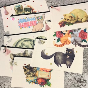 Shabby Blinged Cat Makeup Bags