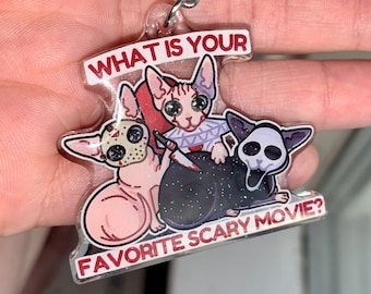 Horror Sphynx Kitties Glitter Acrylic Keychain