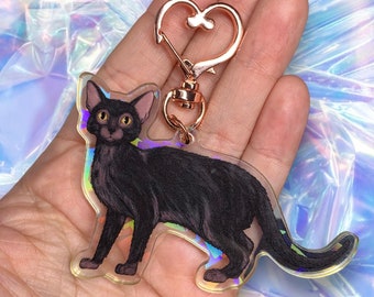 Lykoi Cat Holographic Acrylic Keychain