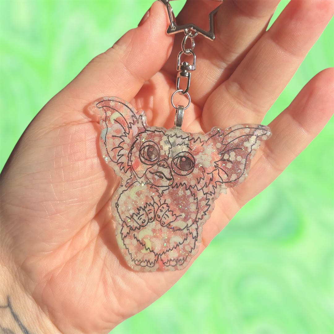 Glow in the Dark Gremlin Glitter Resin Keychain Handmade - Etsy