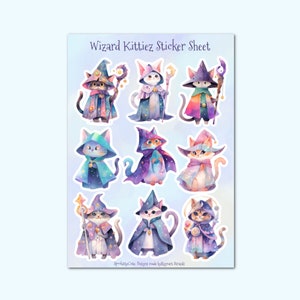 Foglio di adesivi opachi Wizard Kitties