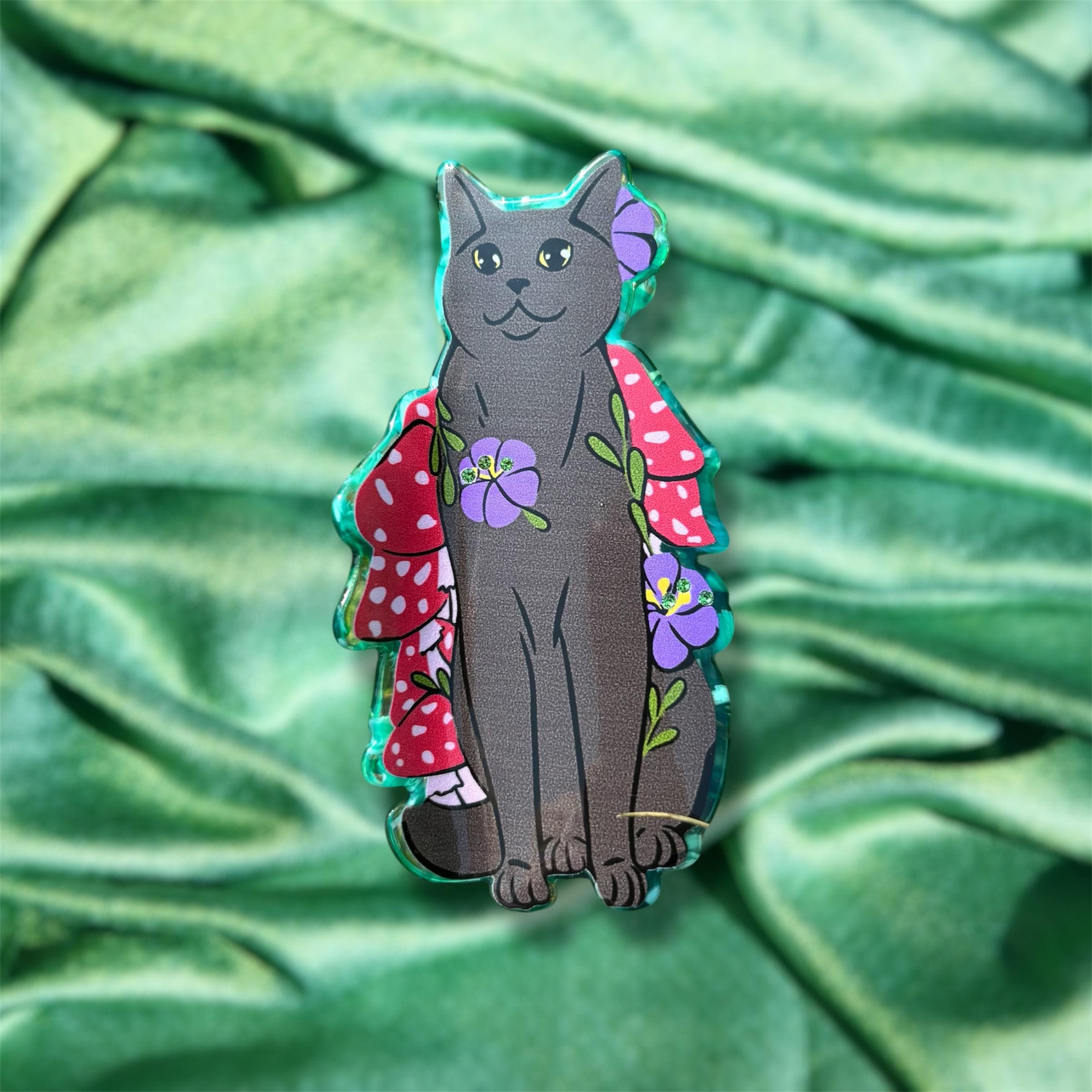 Mushroom Russian Blue Forest Core Hair Claw Clip High Quality Gems