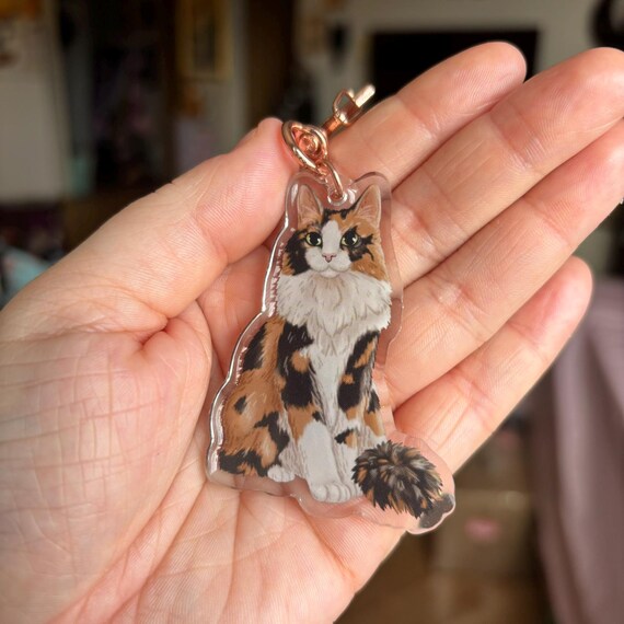長毛三毛猫 グリッターアクリルキーホルダー - Etsy 日本