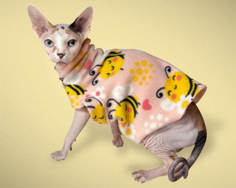 Busy Bees Sphynx Cat Sweater 1 Armhole Handmade
