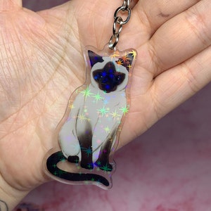 Siamese Cat Holographic Acrylic Keychain