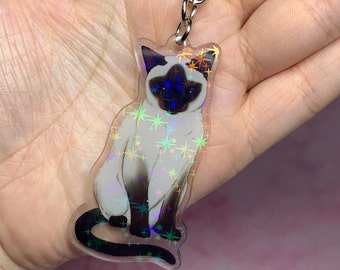 Siamese Cat Holographic Acrylic Keychain