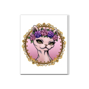 Floral Sphynx Cat Card BLANK