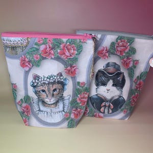 Vintage Cute Cats Zipper Pouch Coin Purse Large