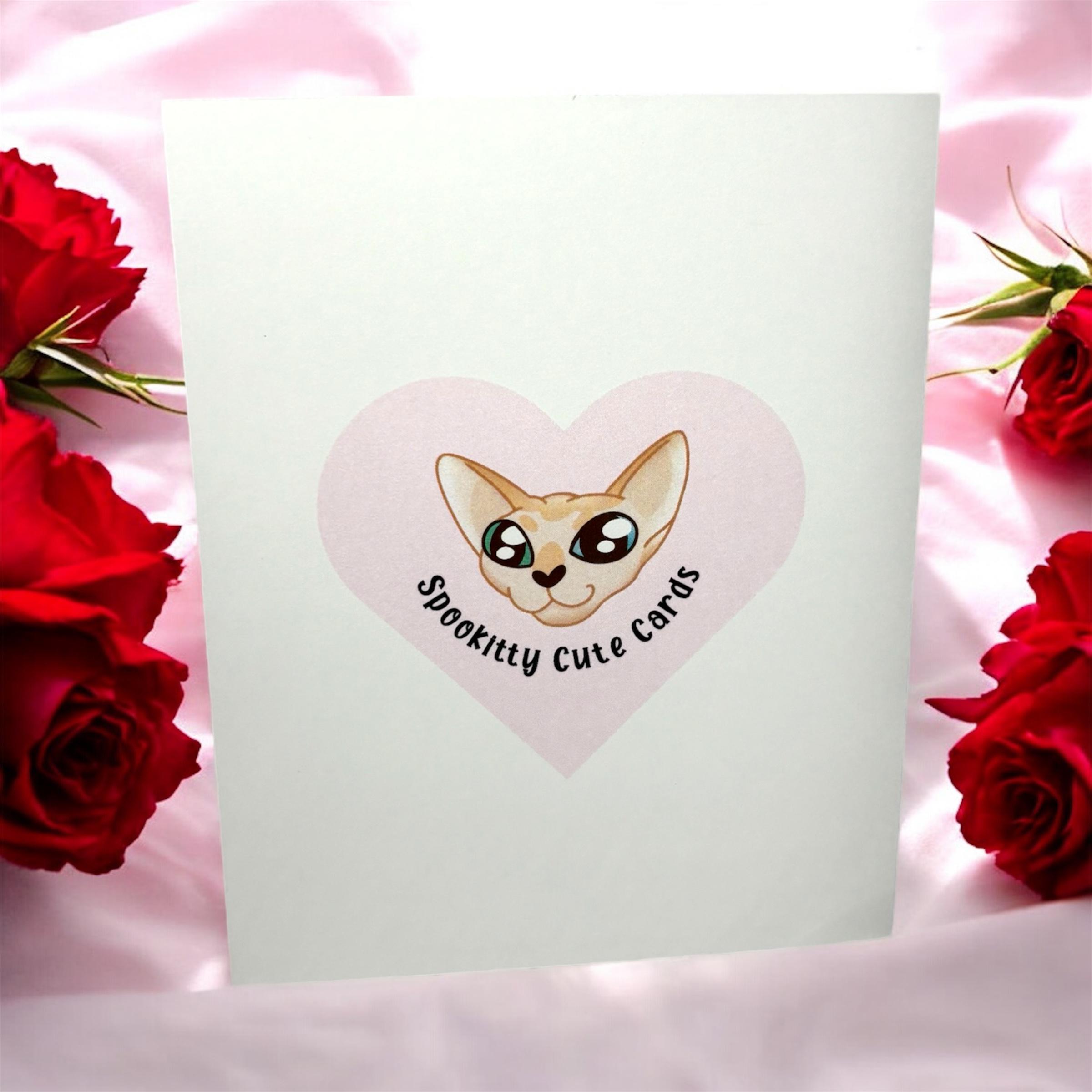 Valentinstagskarte Mit Schwarzer Katze In Herzform – Niedliche Grußkarte Mit Rosen, 145x145 Mm, Aus Recyceltem Karton