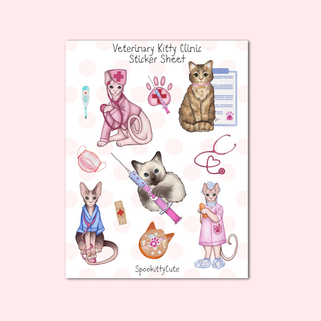 Veterinary Kitty Clinic Sticker Sheet - Etsy