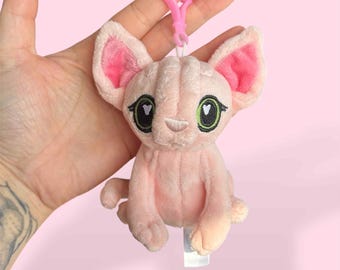 Sphynx Kawaii Plush Mini Keychain 4.5 Inches Hairless Sphinx Cat Plushie Stuffed Animal Bag Charm