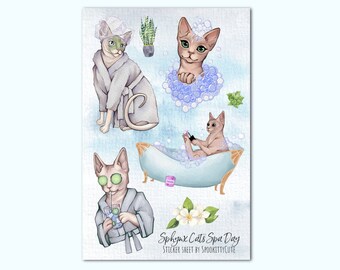 Spa Day Sphynx Sticker Sheet