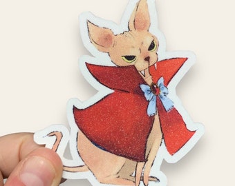 Vampire Sphynx Glitter Sticker