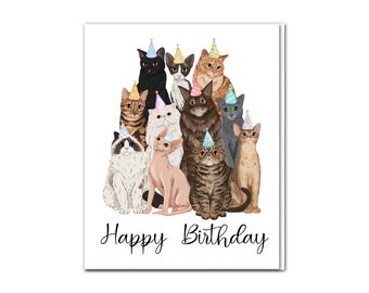 Cats Birthday Card BLANK