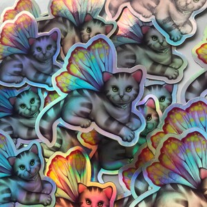 Holographischer Kitty Schmetterling Sticker