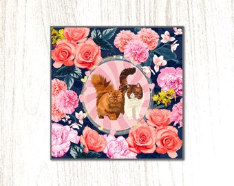 Persian Florals Cat Art Print