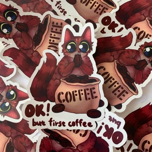Adesivo à prova de intempéries do amante do café Main Coon