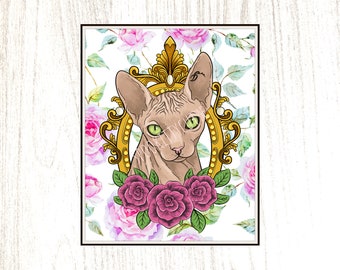 Sphynx Cat Victorian Art Print
