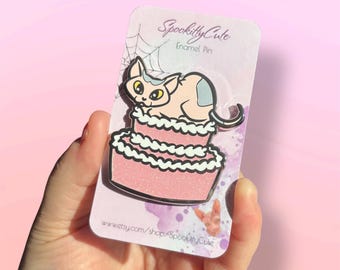 Birthday Cake Sphynx Glitter Cute Enamel Pin 2''