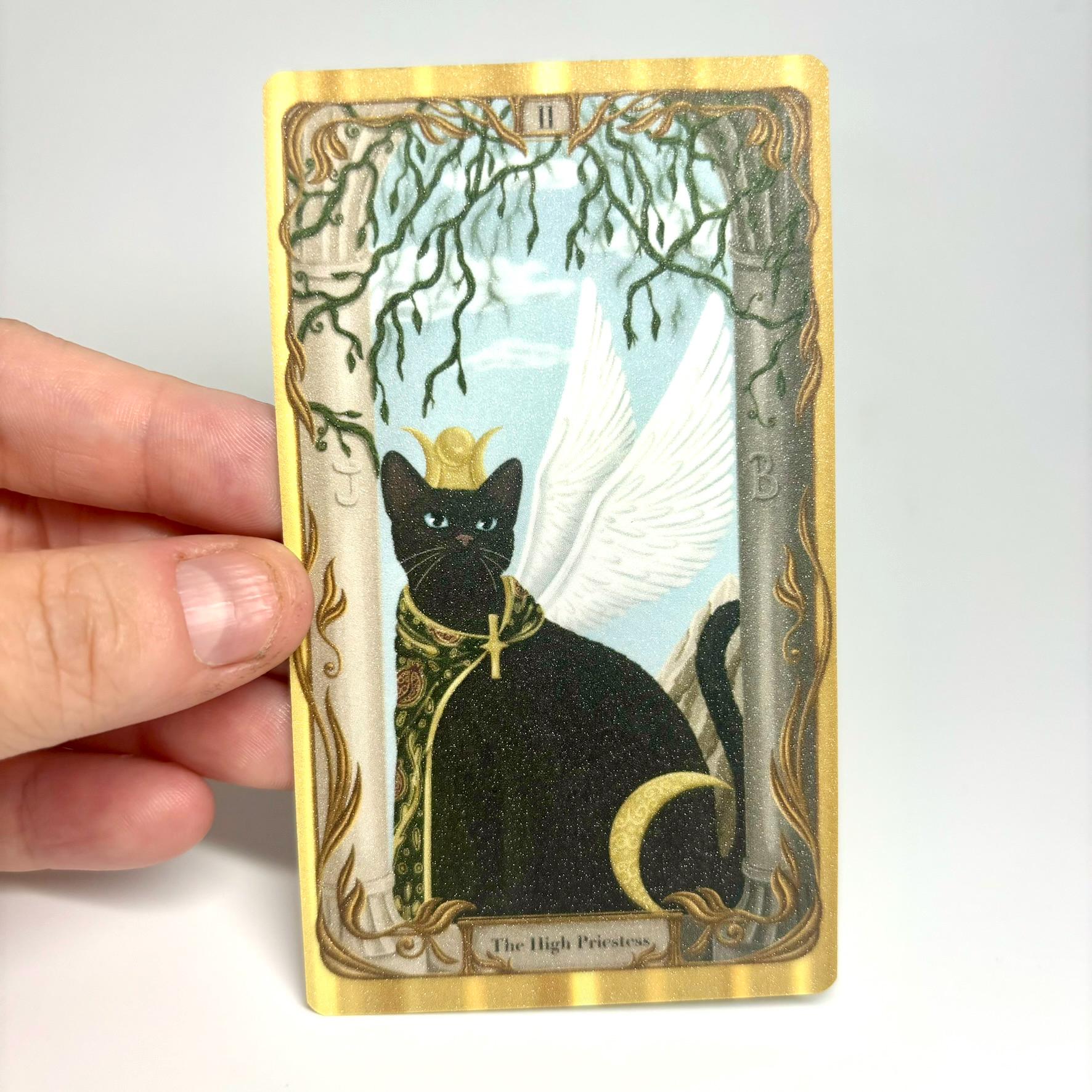 キラキラ輝くタロットカードプリント猫の美しいアートプリントカード女