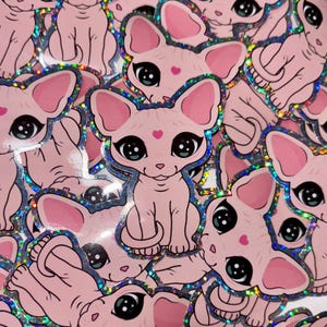 Naklejka holograficzna wodoodporna Kawaii Sfinks