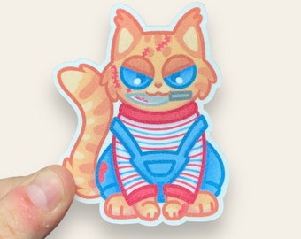 Horror Kitty Glitter Sticker