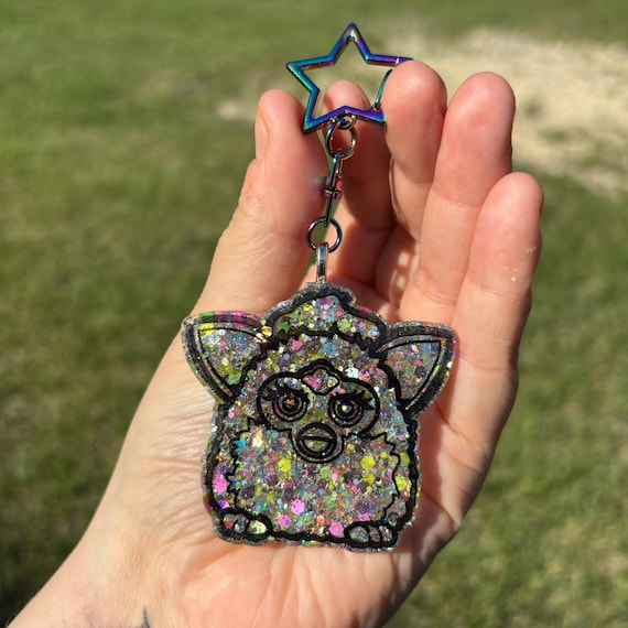 Furby Toy Kitty Confetti Wildz Glitter Resin Keychain - Etsy