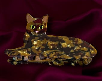 Cat Tortie Hair Claw Clip High Quality