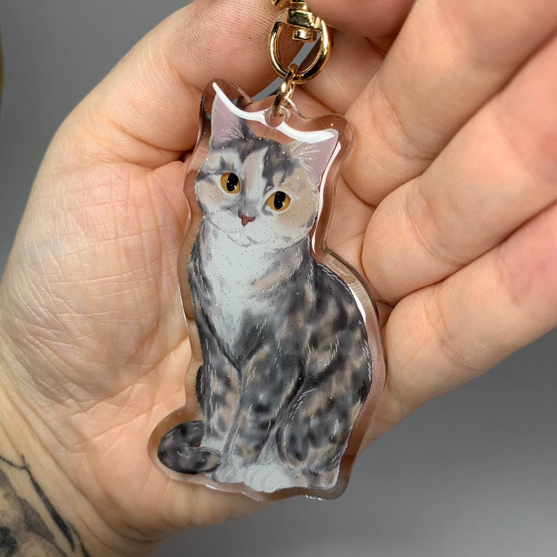 Dilute Tortoiseshell Glitter Acrylic Keychain - Etsy