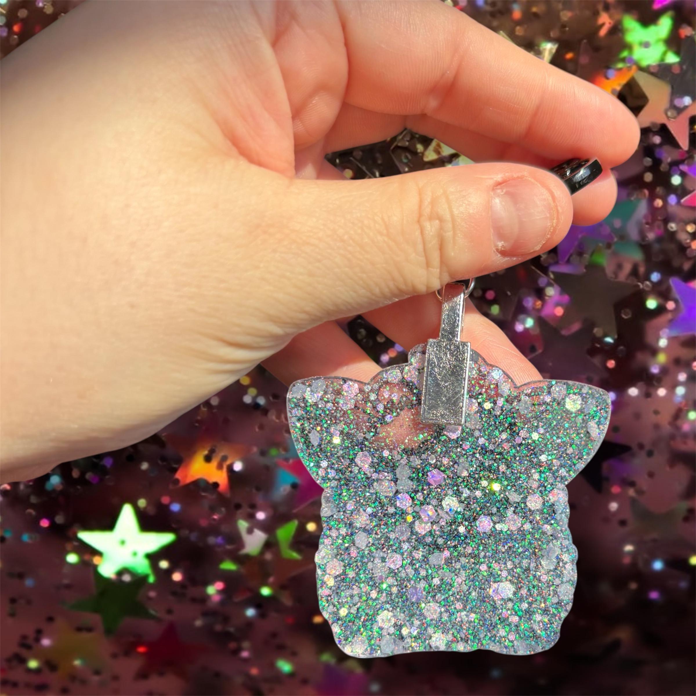 Furby Toy Kitty Iridescent Glitter Resin Keychain - Etsy