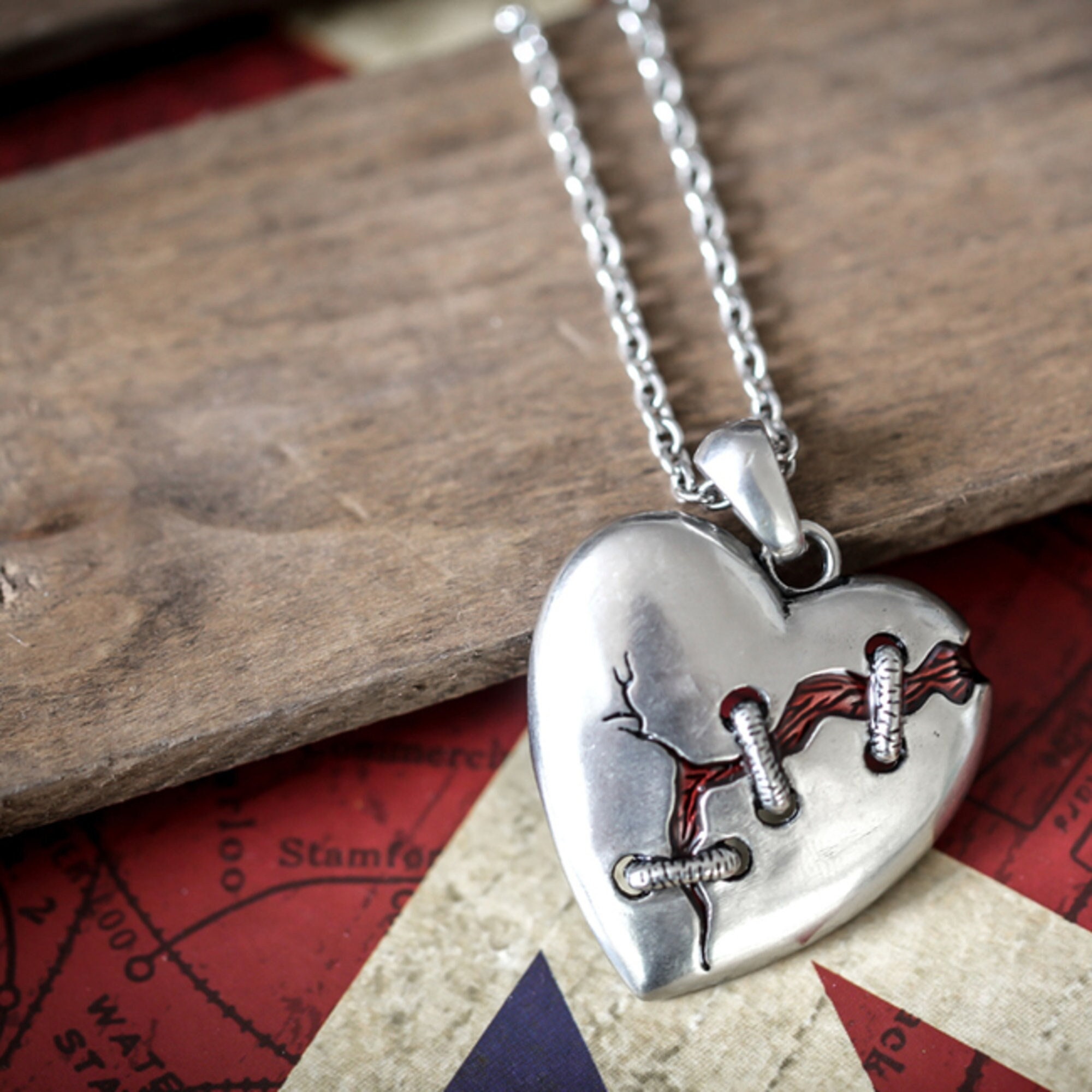Broken Heart Necklace Etsy