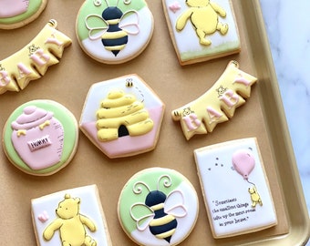 Winnie the Pooh Baby Shower Cookies | Winnie the Pooh Personalized Cookies | Baby Shower Sugar Cookies | Winnie the Pooh Cookies