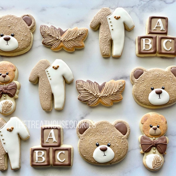 We Can Bearly Wait Theme Baby Shower Sugar Cookies Custom Sugar Cookies Etsy