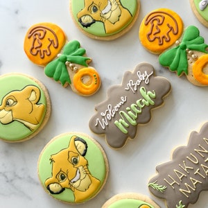 Lion King Baby Shower Cookies | Simba & Nala Lion King Custom Cookies | Lion King Theme Cookies |