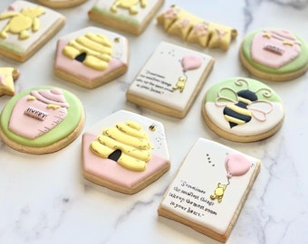 Winnie the Pooh Baby Shower Cookies | Winnie the Pooh Personalized Cookies | Baby Shower Sugar Cookies | Winnie the Pooh Cookies