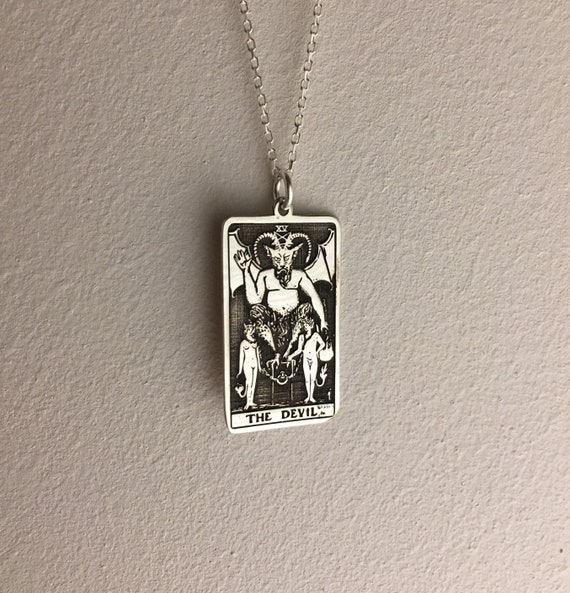 The Devil Tarot Card Necklace Etsy