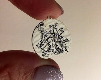 Birth of Venus illustration 925 sterling silver necklace