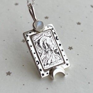 Magician X Linerworks Sun Gemstone Flip-Halskette, individuelle Tarotkarte, doppelseitiger Anhänger, 925 Sterlingsilber