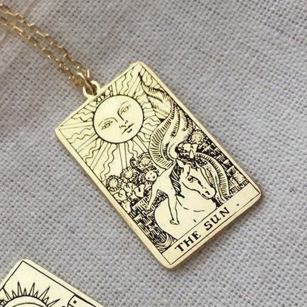 Rider  Waite tarot deck The Sun Tarot Card unisex Necklace 925 sterling silver